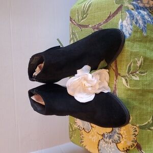 Vionic Black Suede Leather Fringe Ankle Boots, Size 9